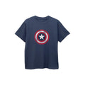 Navy Blue - Front - Captain America Boys Distressed Shield T-Shirt