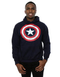 Navy Blue - Back - Captain America Mens Distressed Shield Hoodie