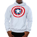 Heather Grey - Side - Captain America Mens Distressed Shield Hoodie