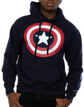 Navy Blue - Side - Captain America Mens Distressed Shield Hoodie