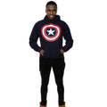 Navy Blue - Lifestyle - Captain America Mens Distressed Shield Hoodie