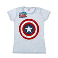 Heather Grey - Front - Captain America Womens-Ladies Shield T-Shirt