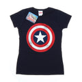 Navy Blue - Front - Captain America Womens-Ladies Shield T-Shirt