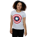 Heather Grey - Back - Captain America Womens-Ladies Shield T-Shirt