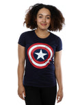 Navy Blue - Back - Captain America Womens-Ladies Shield T-Shirt