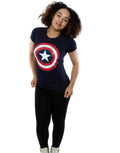 Navy Blue - Lifestyle - Captain America Womens-Ladies Shield T-Shirt