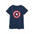 Navy Blue-Red-White - Front - Captain America Womens-Ladies Shield T-Shirt
