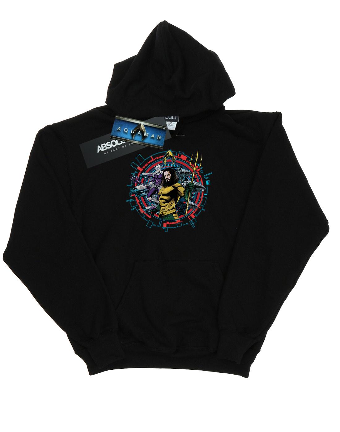Black - Front - DC Comics Mens Aquaman Circular Crest Hoodie