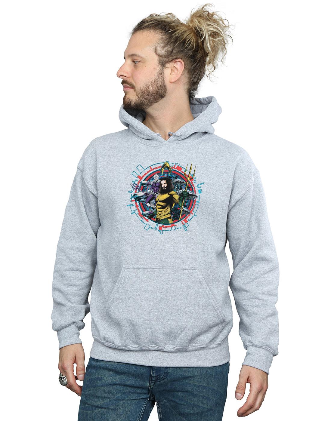 Sports Grey - Back - DC Comics Mens Aquaman Circular Crest Hoodie