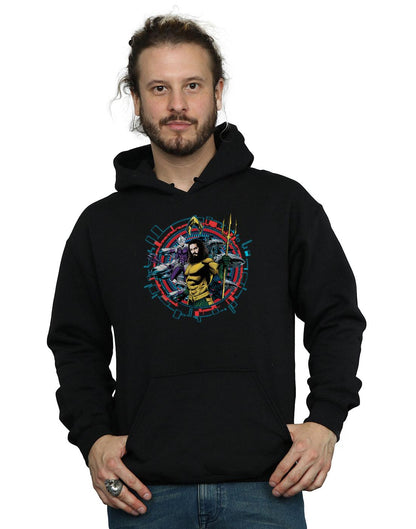 Black - Back - DC Comics Mens Aquaman Circular Crest Hoodie