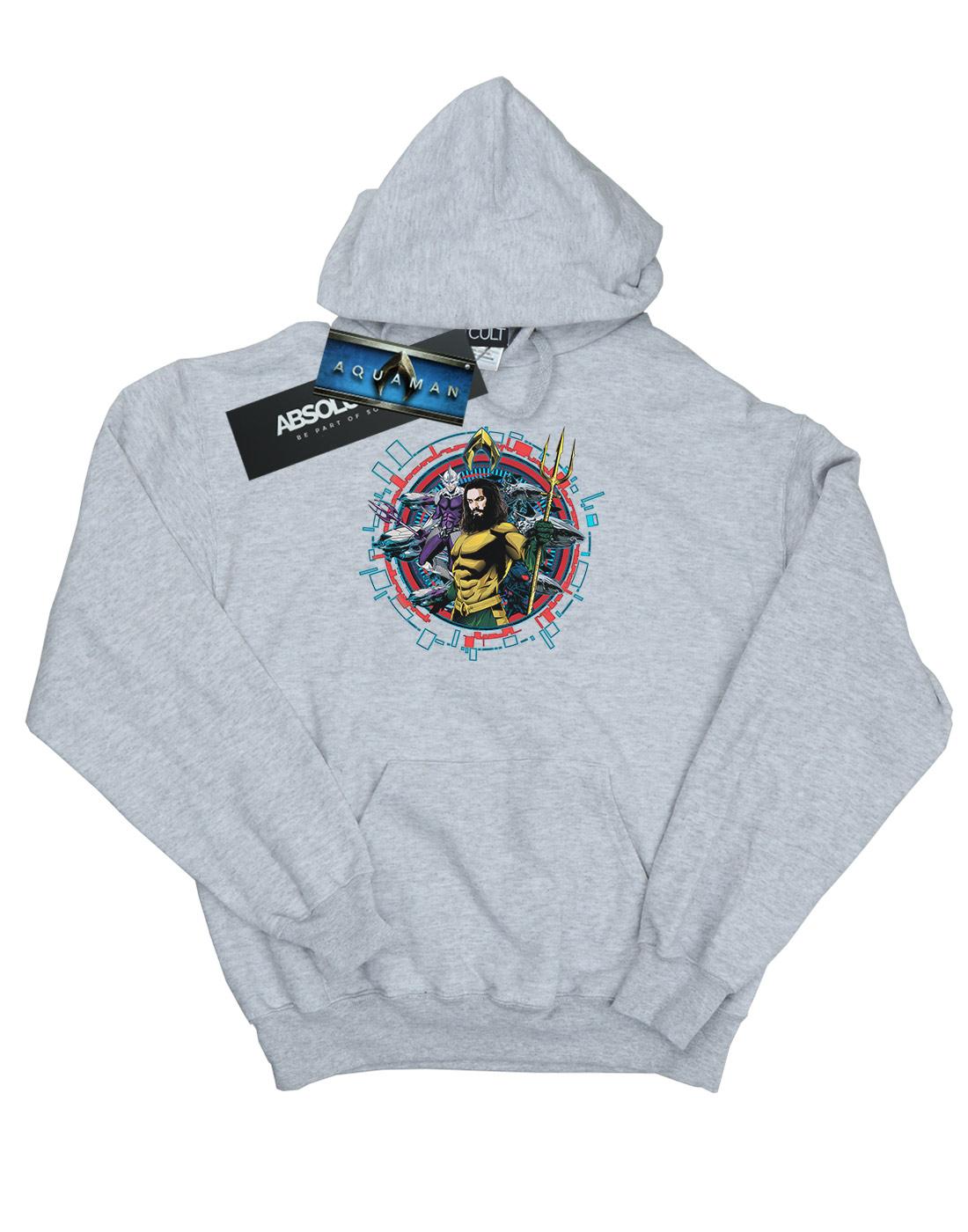 Sports Grey - Front - DC Comics Mens Aquaman Circular Crest Hoodie