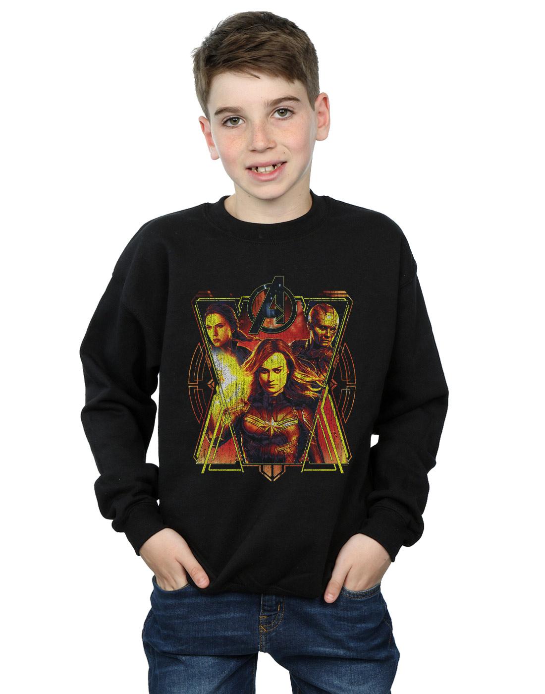 Black - Back - Marvel Boys Avengers Endgame Distressed Sunburst Sweatshirt