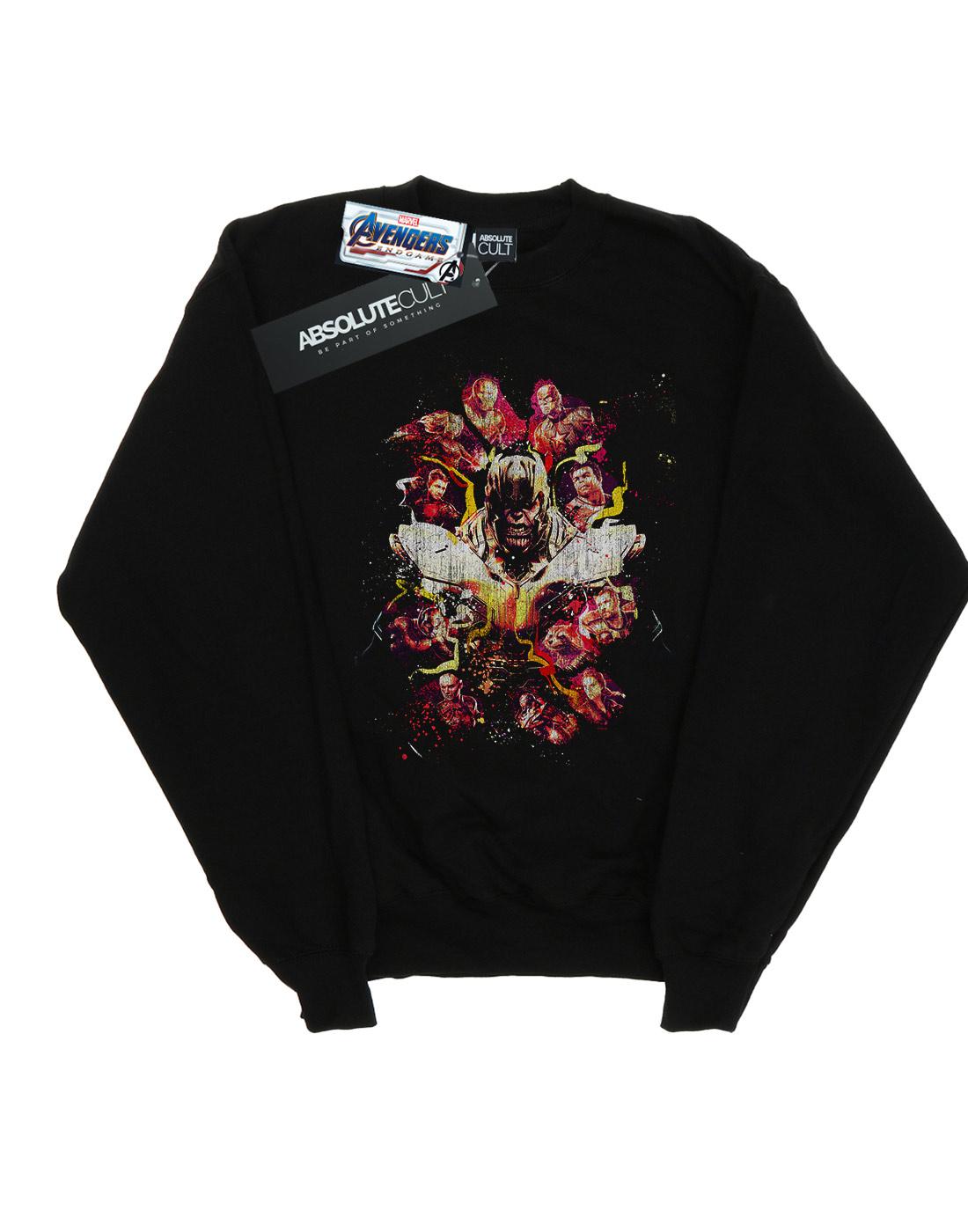 Black - Front - Marvel Boys Avengers Endgame Distressed Thanos Sweatshirt