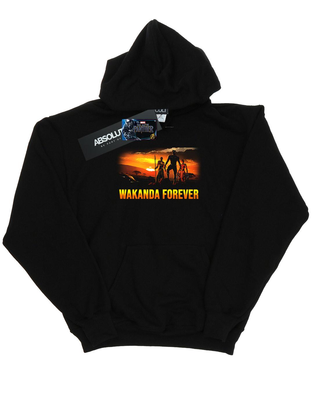 Black - Front - Marvel Boys Black Panther Wakanda Forever Hoodie