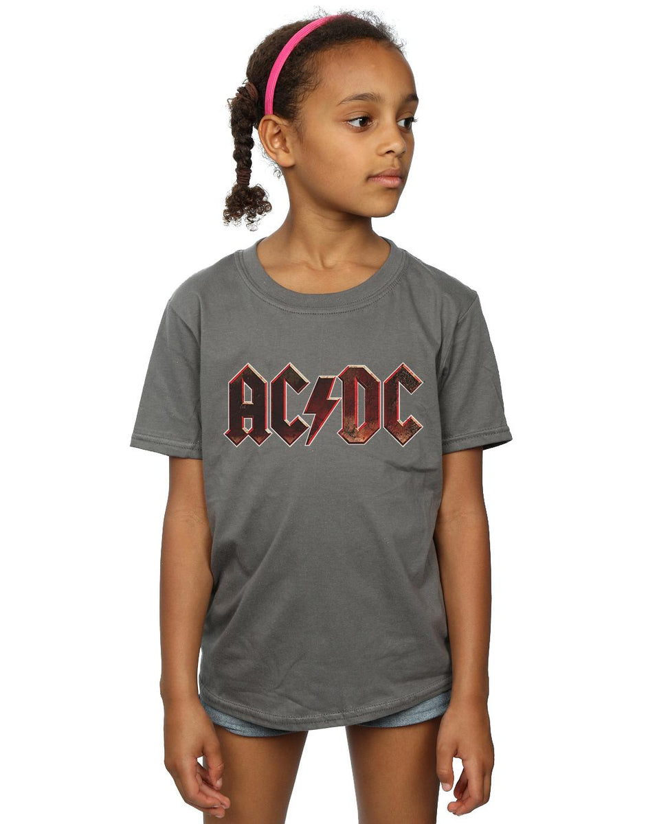 AC/DC Girls Logo Raw Distressed Cotton T-Shirt | Discounts on great Brands