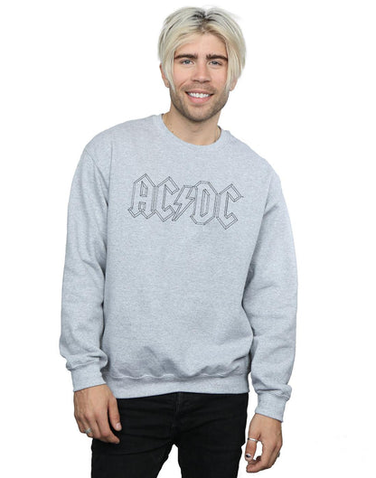 Sports Grey - Back - AC-DC Mens Black Outline Logo Cotton Sweatshirt