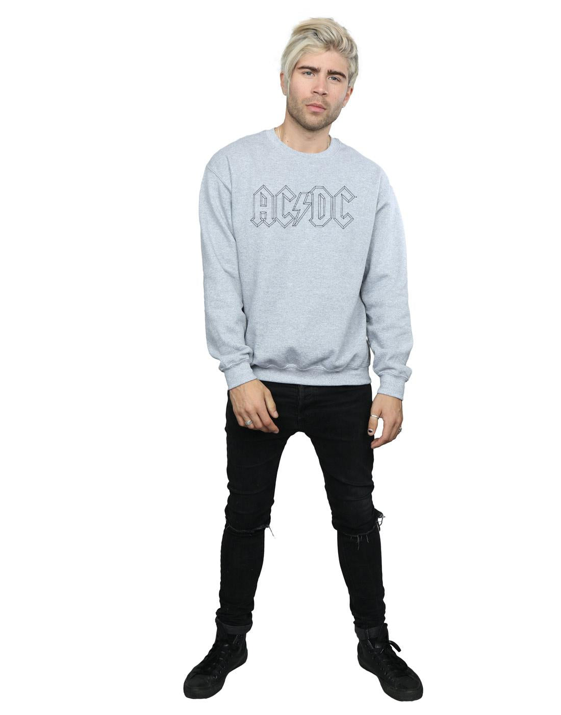 Sports Grey - Lifestyle - AC-DC Mens Black Outline Logo Cotton Sweatshirt