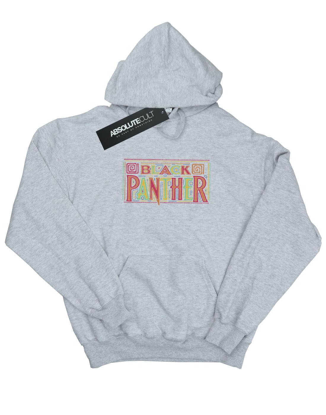 Sports Grey - Front - Marvel Girls Black Panther Tribal Logo Hoodie