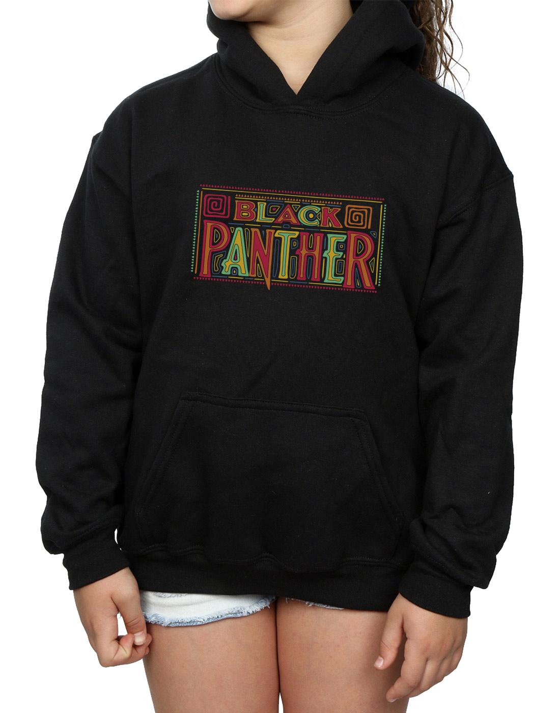 Black - Side - Marvel Girls Black Panther Tribal Logo Hoodie
