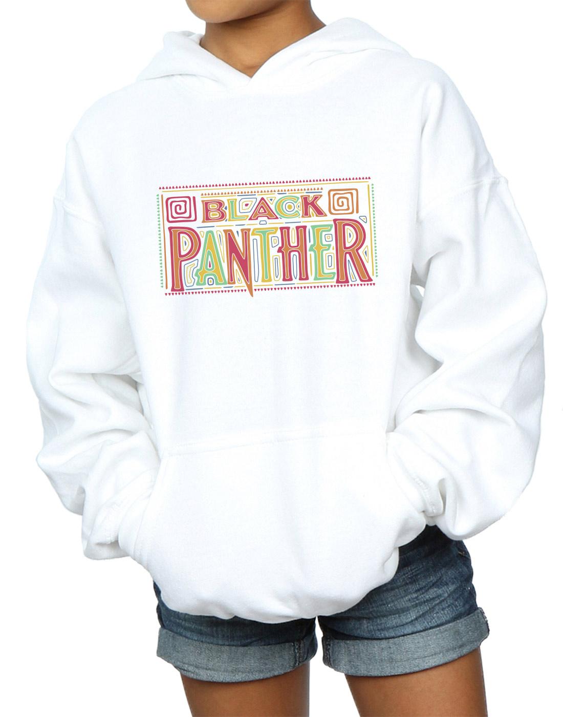 White - Side - Marvel Girls Black Panther Tribal Logo Hoodie