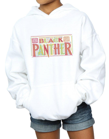 White - Side - Marvel Girls Black Panther Tribal Logo Hoodie