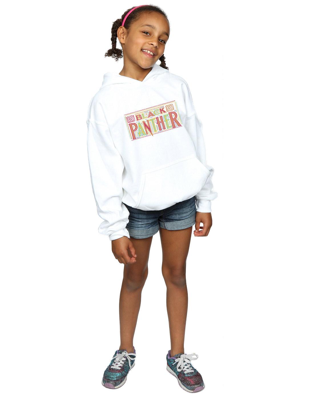 White - Lifestyle - Marvel Girls Black Panther Tribal Logo Hoodie
