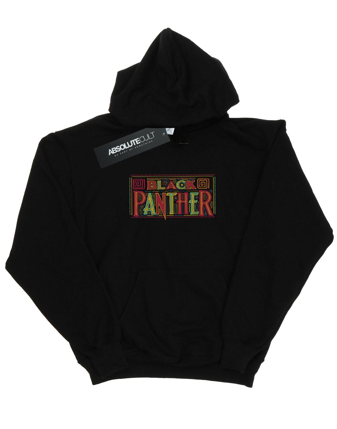 Black - Front - Marvel Girls Black Panther Tribal Logo Hoodie