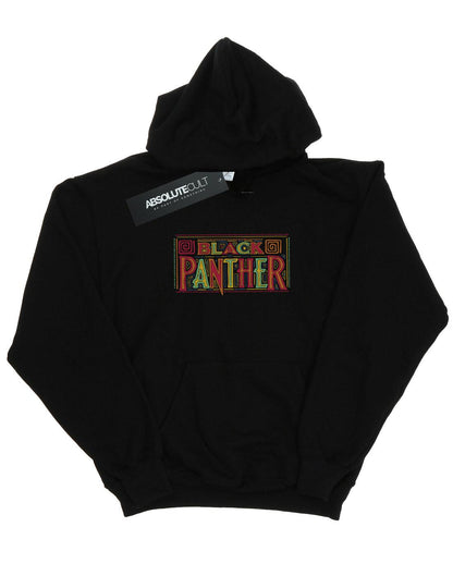 Black - Front - Marvel Girls Black Panther Tribal Logo Hoodie