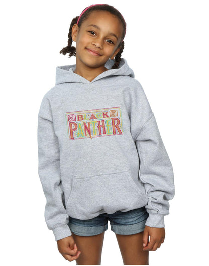 Sports Grey - Back - Marvel Girls Black Panther Tribal Logo Hoodie