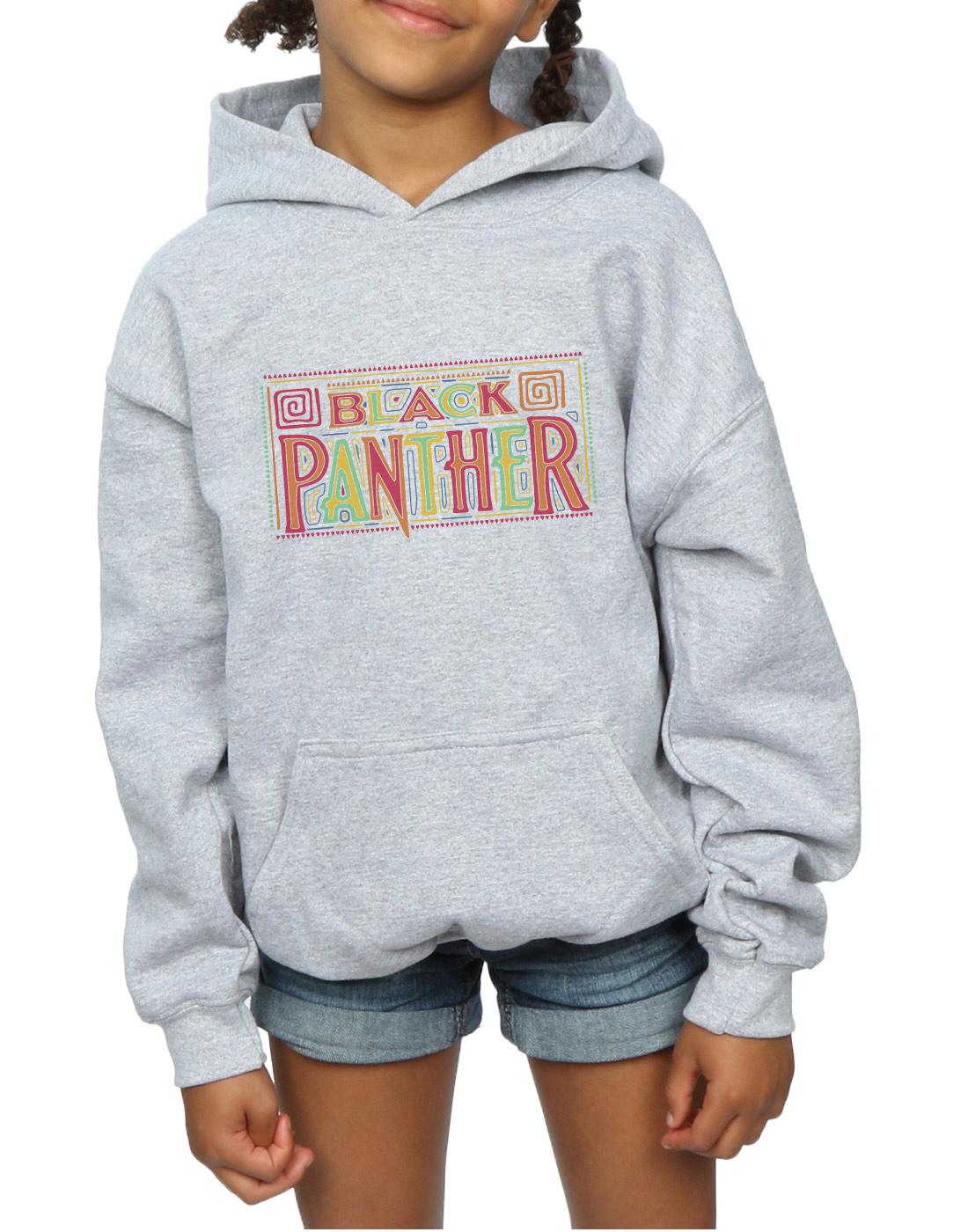 Sports Grey - Side - Marvel Girls Black Panther Tribal Logo Hoodie
