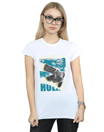 White - Back - Marvel Womens-Ladies Avengers Iron Man And Hulk Collage Cotton T-Shirt