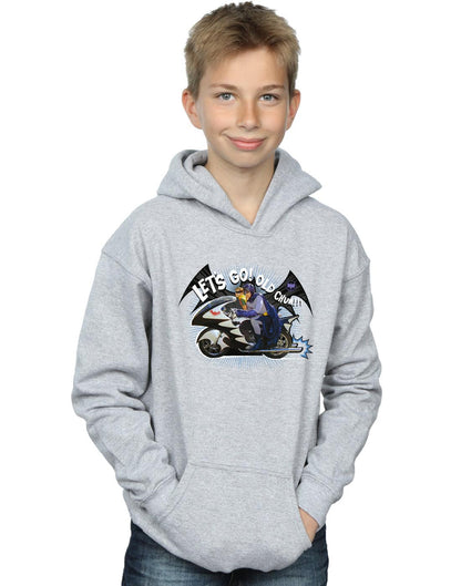 Sports Grey - Back - DC Comics Boys Batman TV Series Bat Bike Hoodie