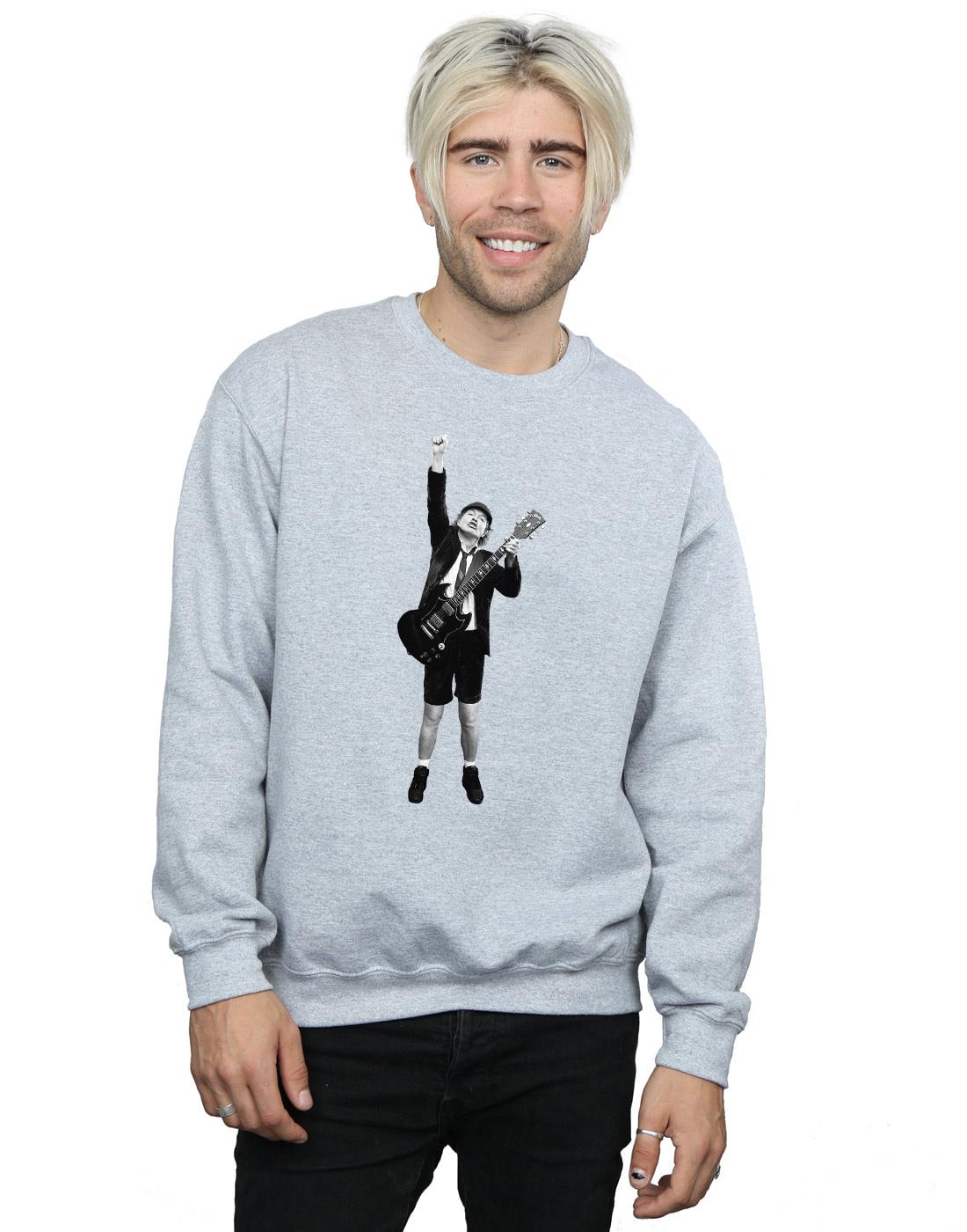 Sports Grey - Back - AC-DC Mens Angus Young Cut Out Cotton Sweatshirt