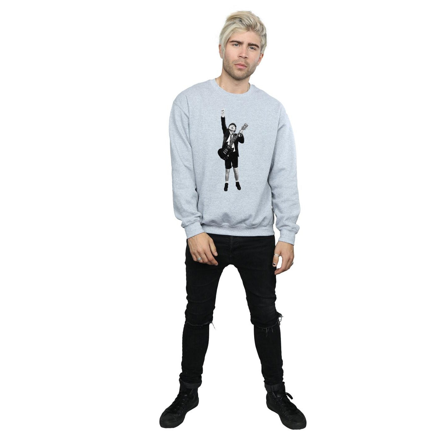 Sports Grey - Lifestyle - AC-DC Mens Angus Young Cut Out Cotton Sweatshirt