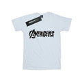 White - Front - Marvel Avengers Womens-Ladies Distressed Logo Boyfriend T-Shirt