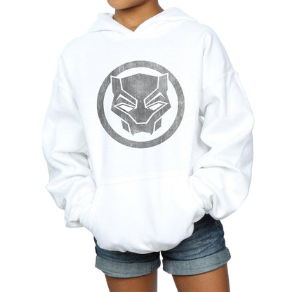 White - Side - Marvel Girls Black Panther Distressed Icon Hoodie