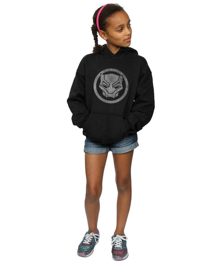 Black - Lifestyle - Marvel Girls Black Panther Distressed Icon Hoodie
