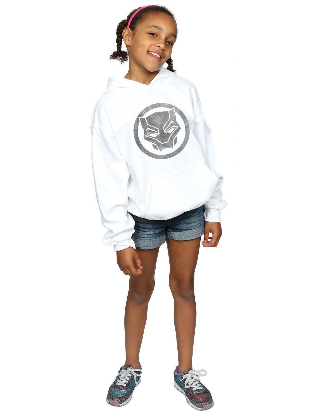 White - Lifestyle - Marvel Girls Black Panther Distressed Icon Hoodie