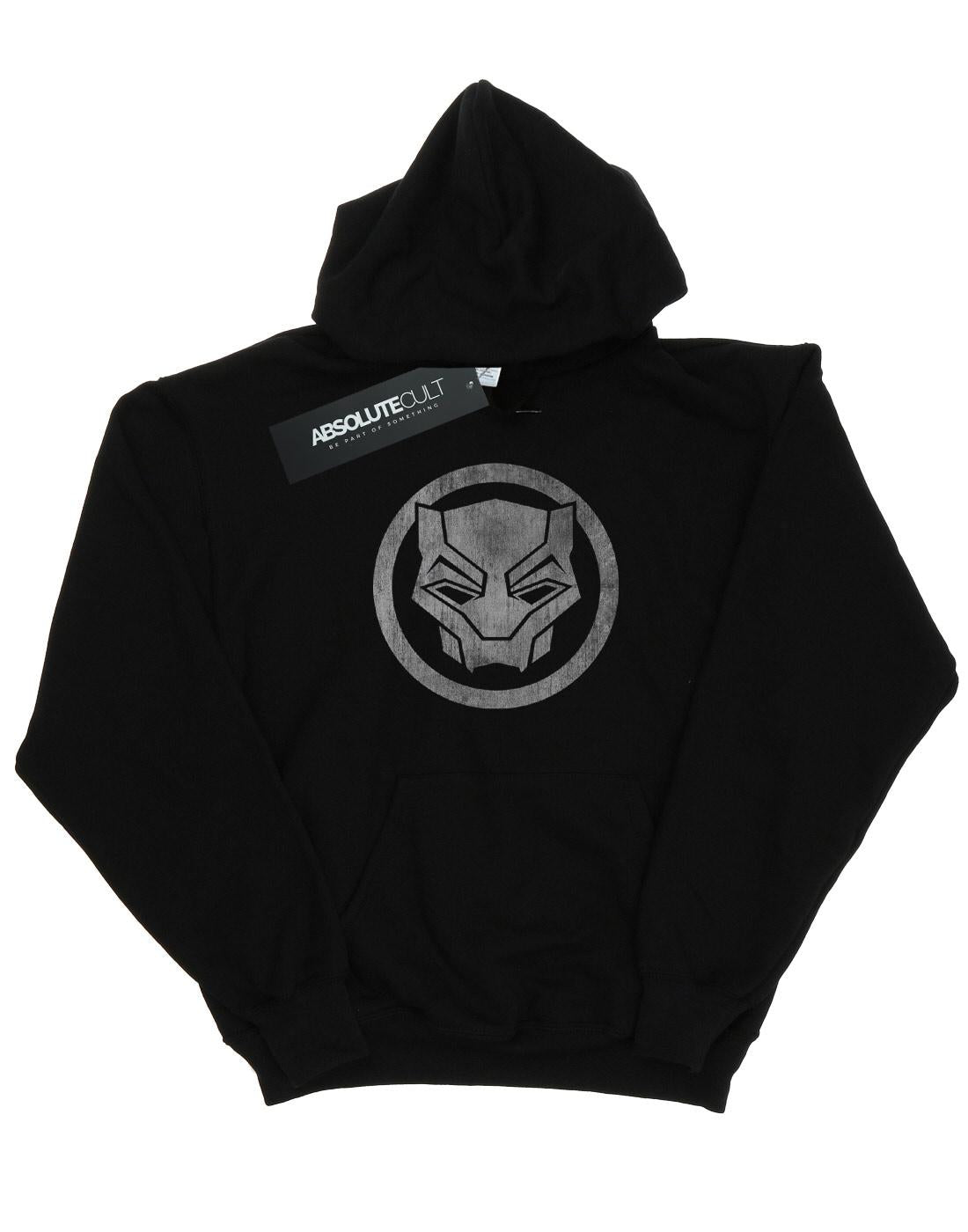 Black - Front - Marvel Girls Black Panther Distressed Icon Hoodie