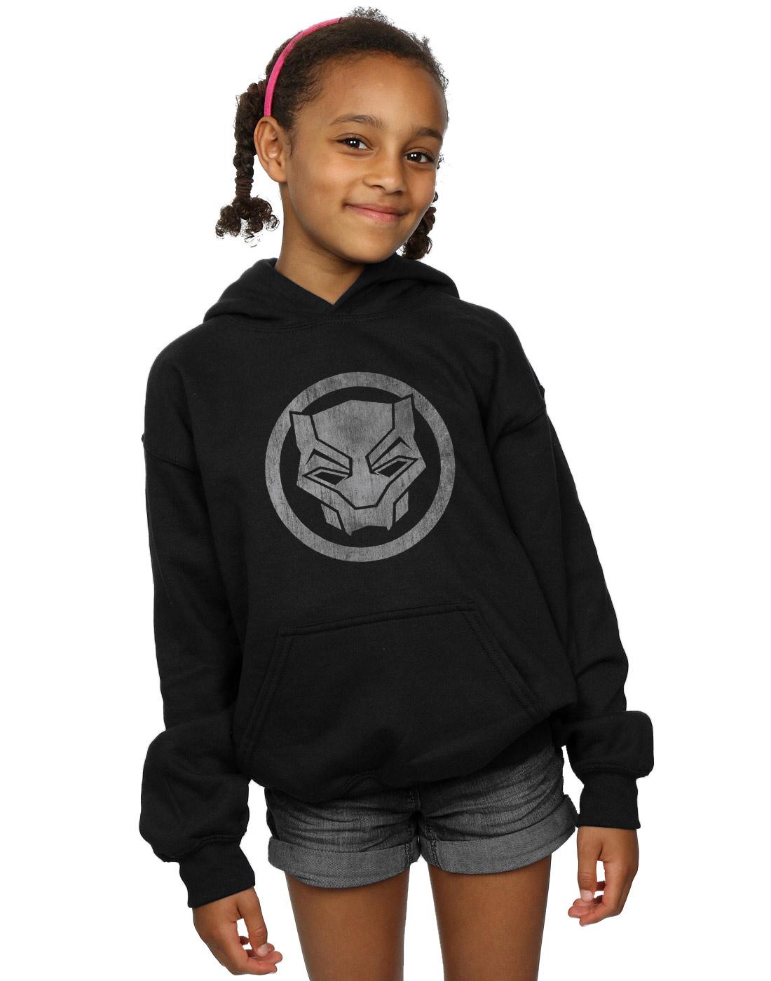 Black - Back - Marvel Girls Black Panther Distressed Icon Hoodie