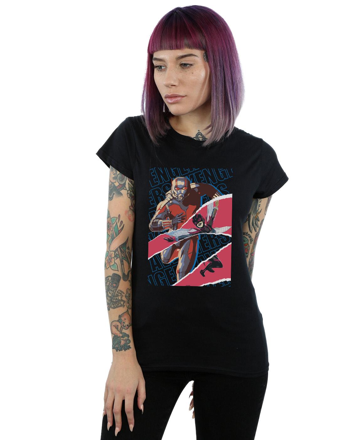 Black - Back - Marvel Womens-Ladies Avengers Ant-Man And The Wasp Collage Cotton T-Shirt