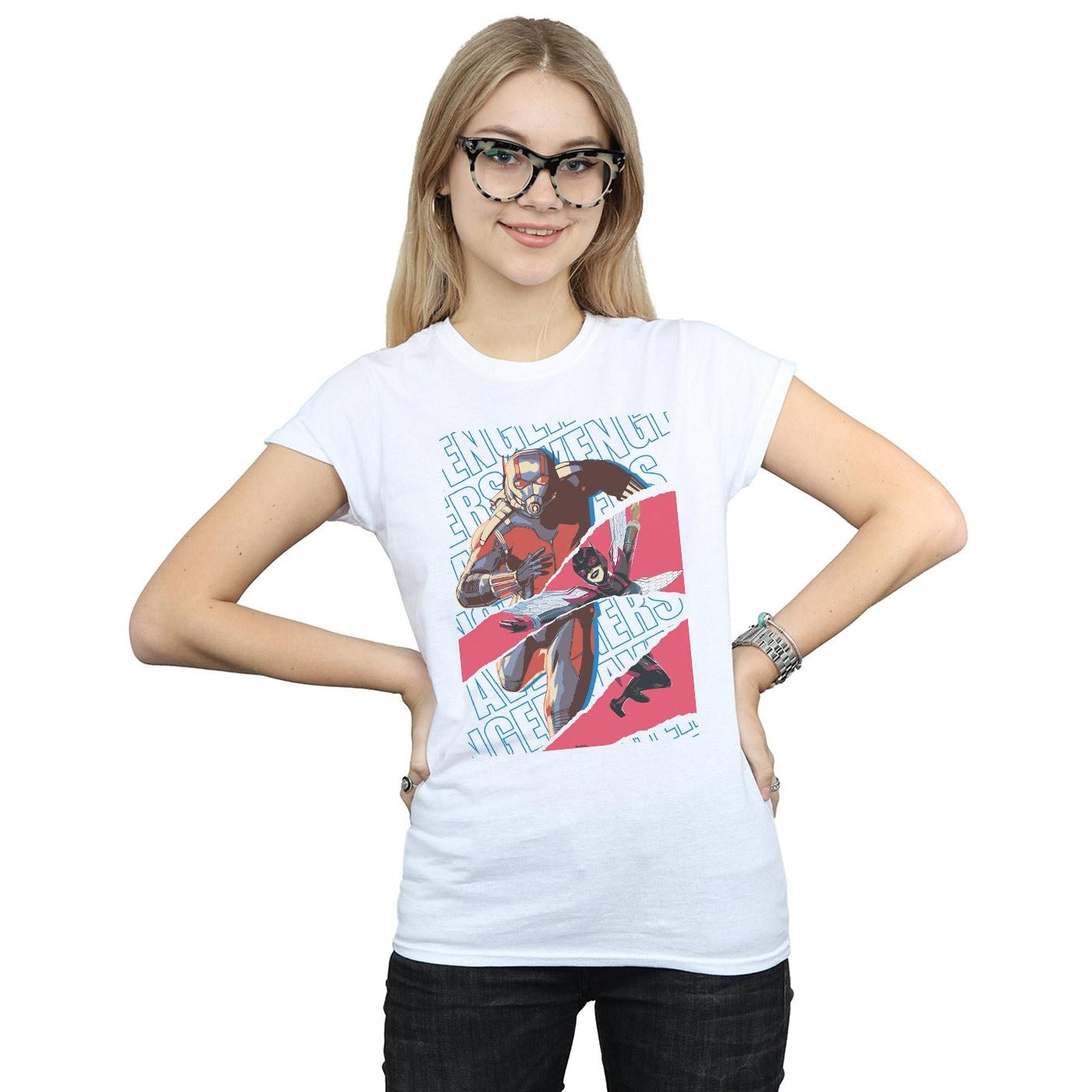 White - Back - Marvel Womens-Ladies Avengers Ant-Man And The Wasp Collage Cotton T-Shirt
