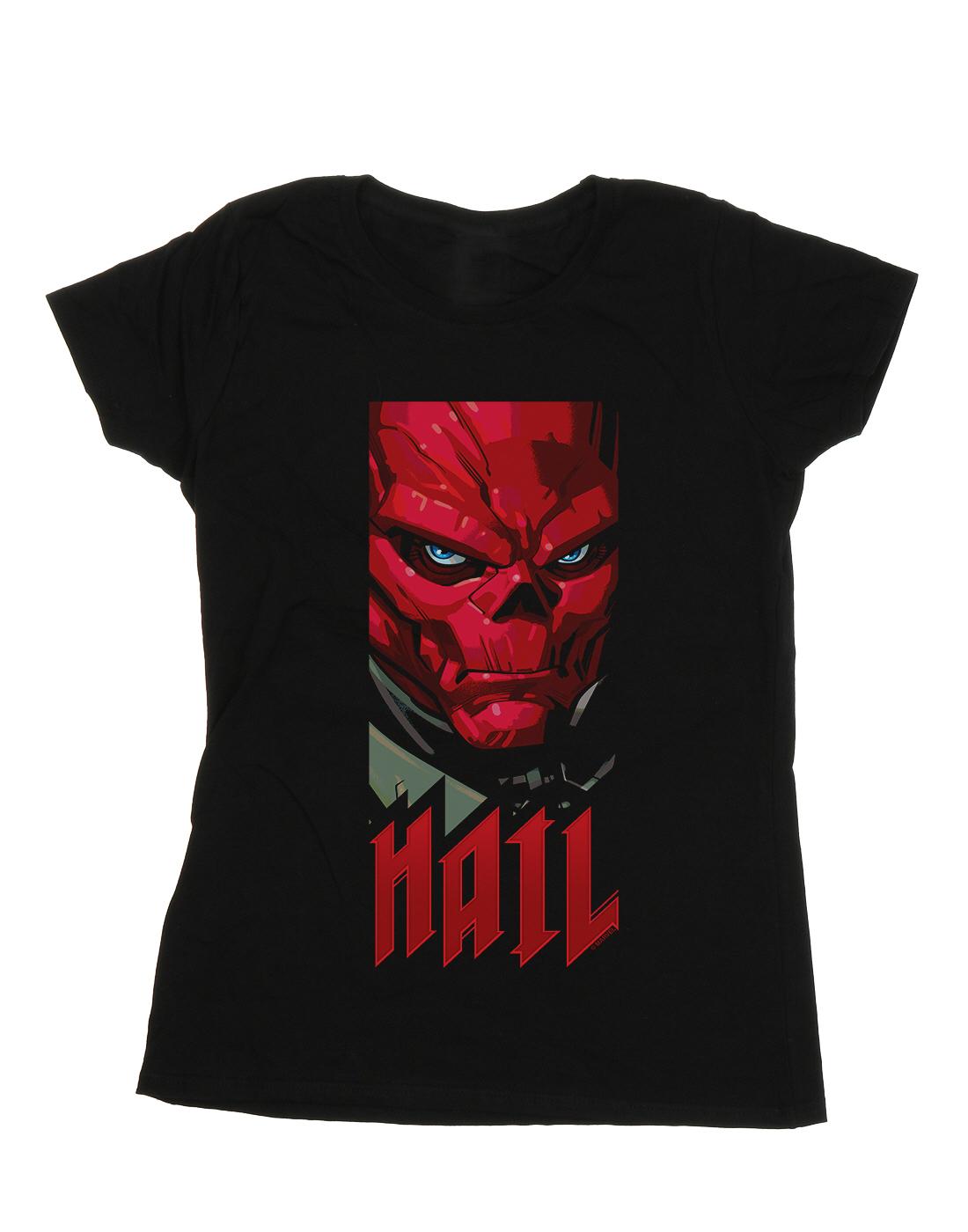 Black - Front - Marvel Womens-Ladies Avengers Hail Red Skull Cotton T-Shirt
