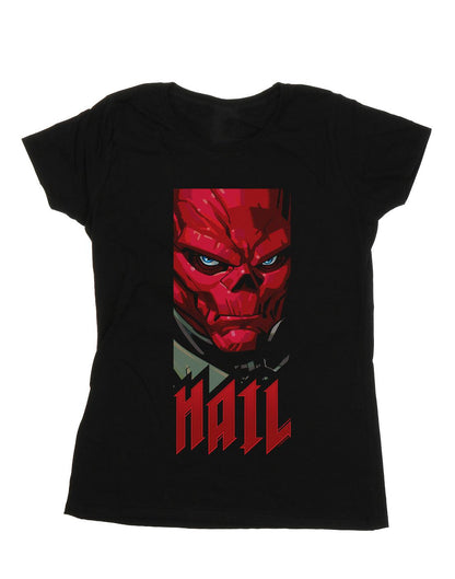 Black - Front - Marvel Womens-Ladies Avengers Hail Red Skull Cotton T-Shirt