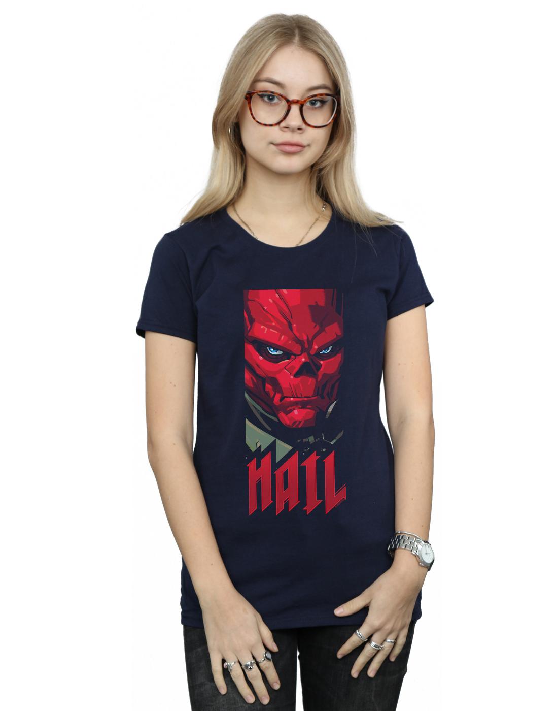 Navy Blue - Back - Marvel Womens-Ladies Avengers Hail Red Skull Cotton T-Shirt
