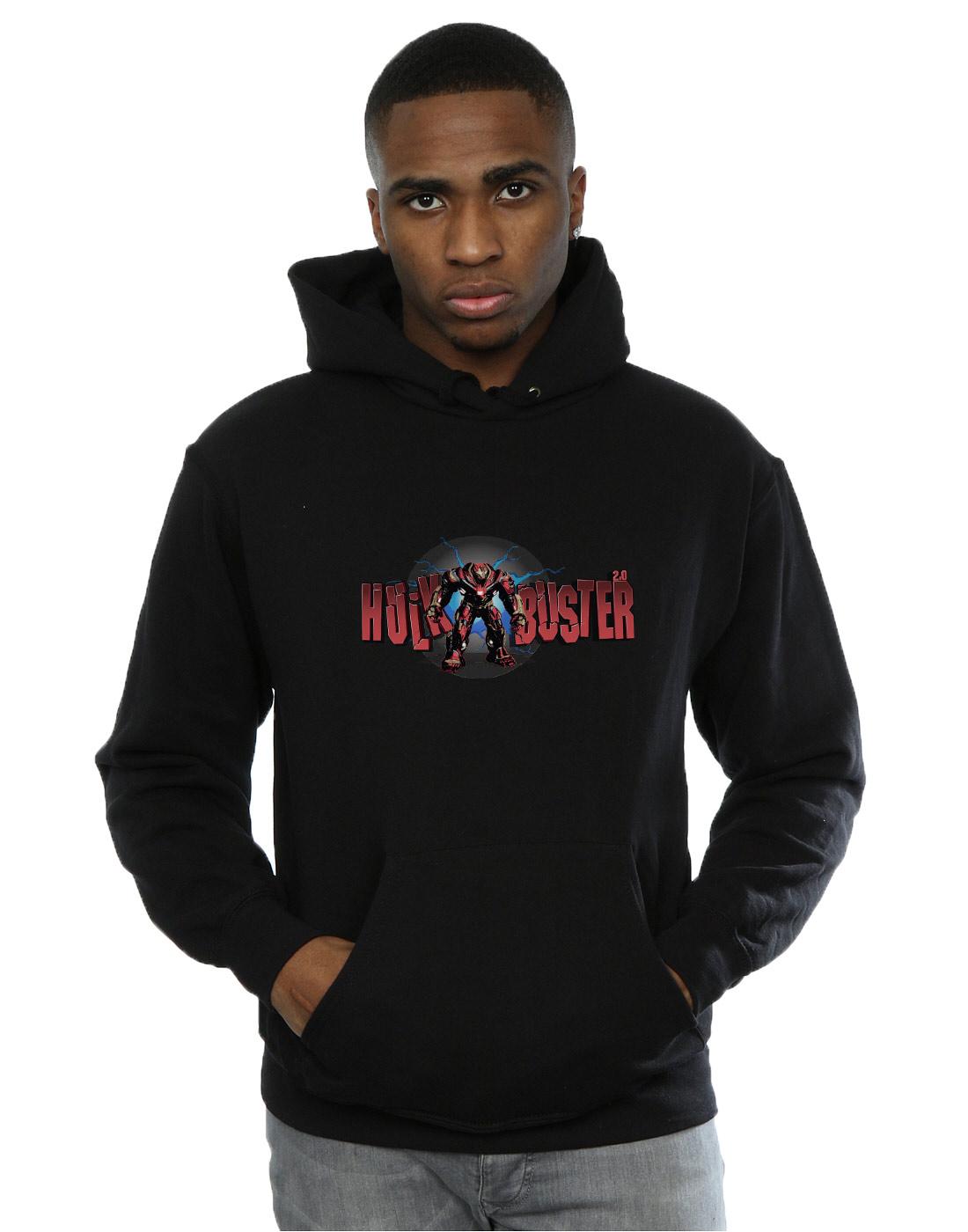 Black - Back - Marvel Mens Avengers Infinity War Hulkbuster 2.0 Hoodie