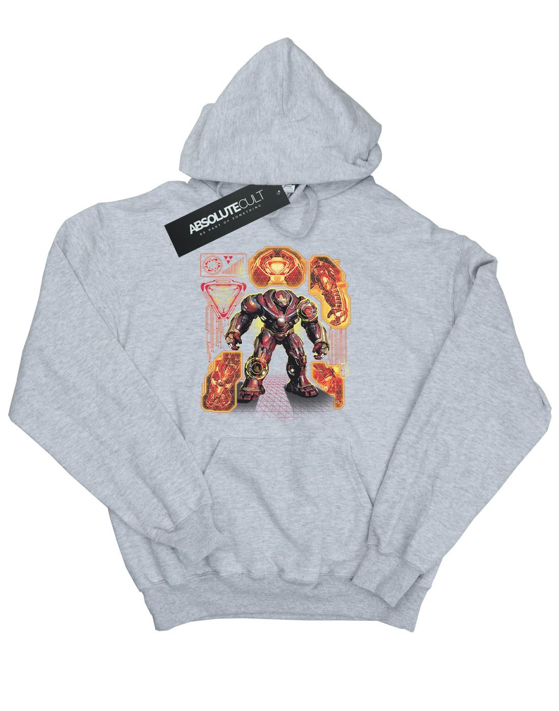 Sports Grey - Front - Marvel Mens Avengers Infinity War Hulkbuster Blueprint Hoodie