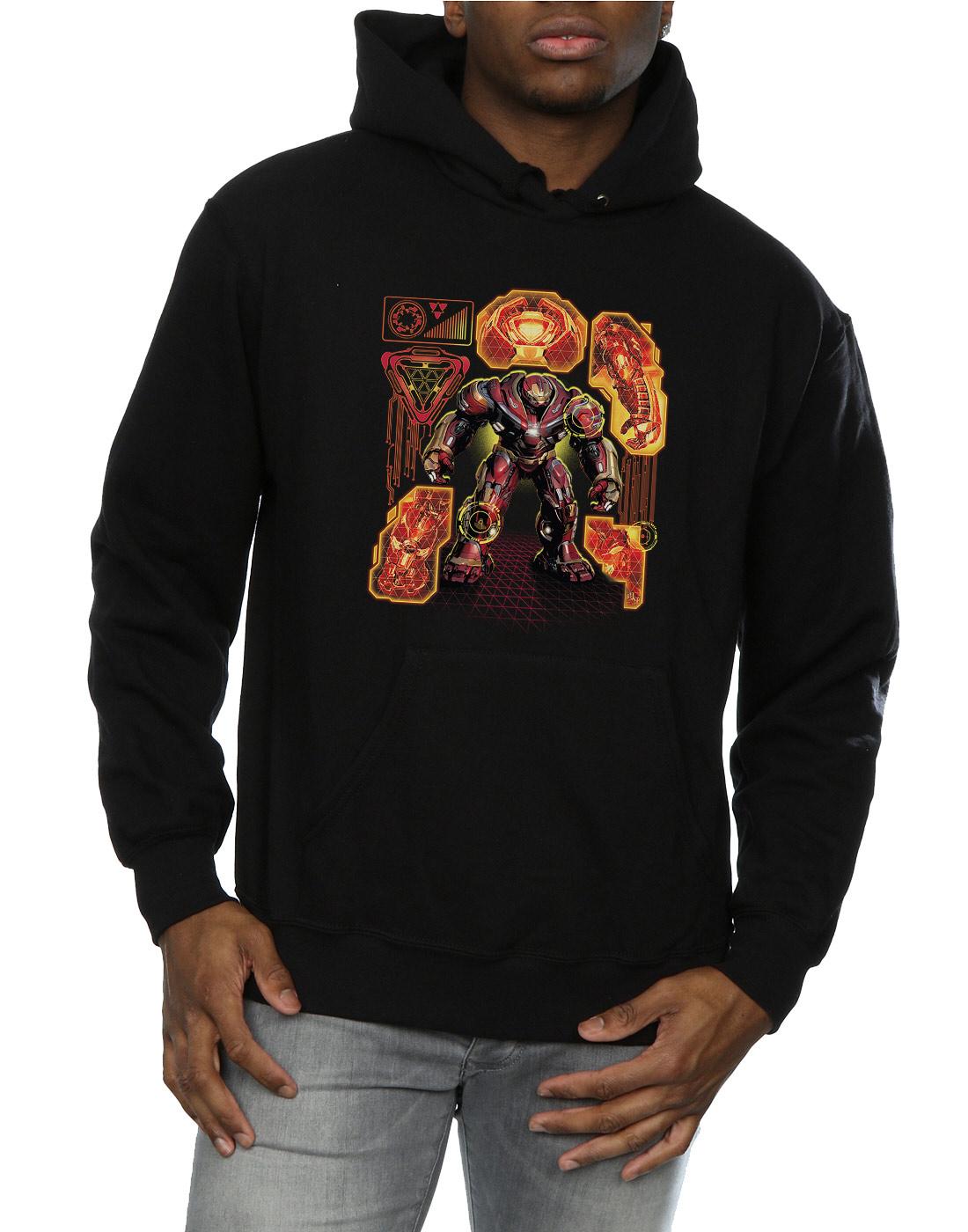 Black - Side - Marvel Mens Avengers Infinity War Hulkbuster Blueprint Hoodie