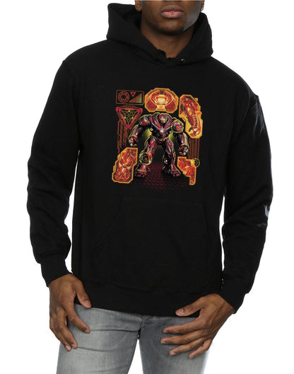 Black - Side - Marvel Mens Avengers Infinity War Hulkbuster Blueprint Hoodie