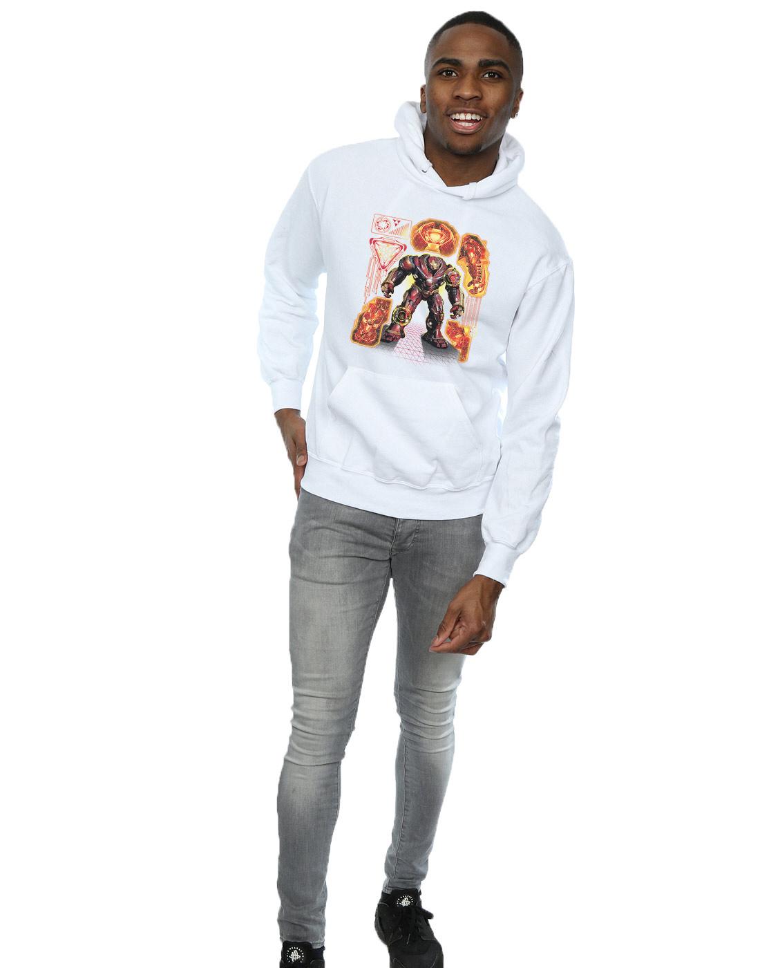 White - Lifestyle - Marvel Mens Avengers Infinity War Hulkbuster Blueprint Hoodie